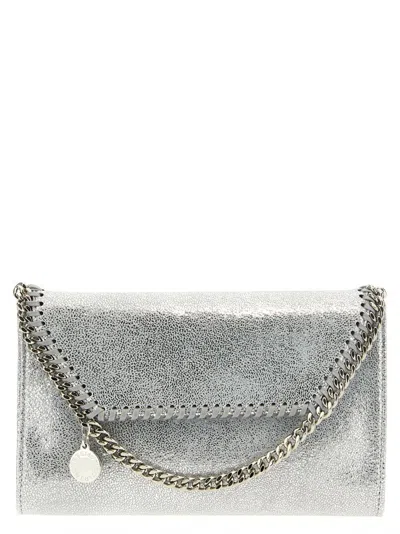 Stella Mccartney Falabella Metallic Finish Shoulder Bag In Silver