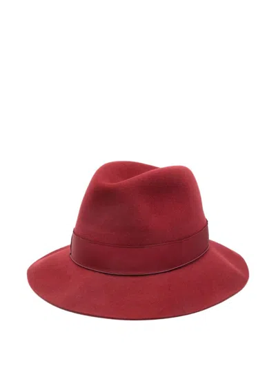 Borsalino Ribbon-detail Felt Hat In Red