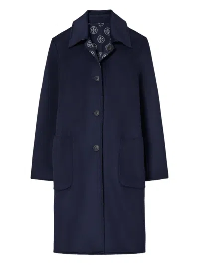 Tory Burch Reversible Wool Coat In Blue