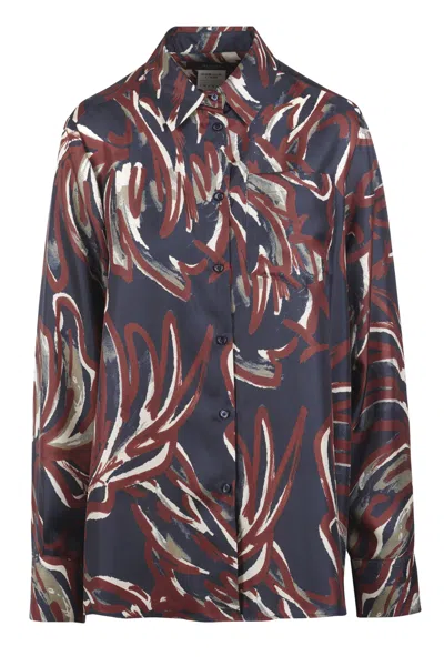 Weekend Max Mara Omens Ultramarine Rive Long-sleeve Silk Shirt In Blue