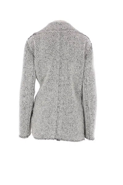 Alberta Ferretti Herringbone Wrap-around Jacket In Gray
