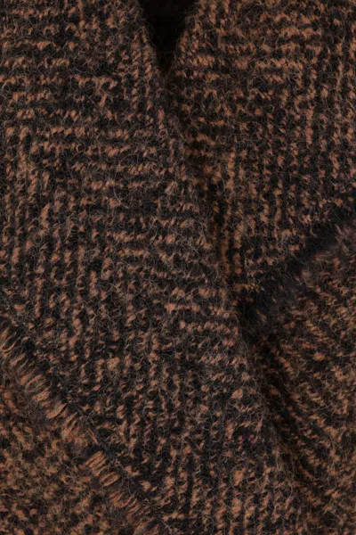 Alberta Ferretti Herringbone Button Coat In Brown