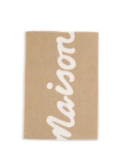 Maison Kitsuné Maison Kitsune Handwriting Scarf In Brown