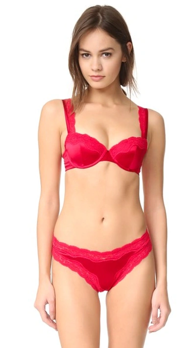 Stella Mccartney Woman Clara Whispering Lace-trimmed Satin Push-up Bra Red In Tango Red