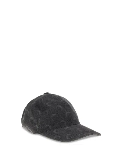 Marine Serre Moon Laser Denim Baseball Hat In Gray