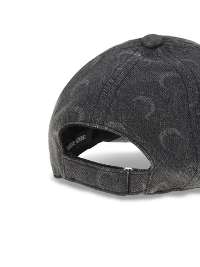 Marine Serre Moon Laser Denim Baseball Hat In Gray