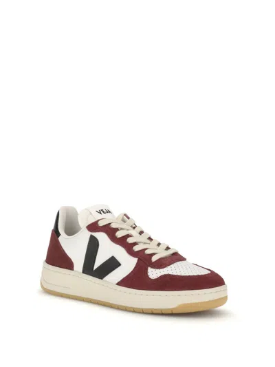Veja Low-top Calf Leather Sneakers With Suede Overlays In Multi