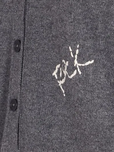 Zadig & Voltaire Mirkaz West Graph Embroidered Cashmere Cardigan In Gray