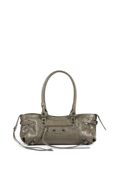 Balenciaga Women Army Green Le City East-west Shoulder Bag In Green