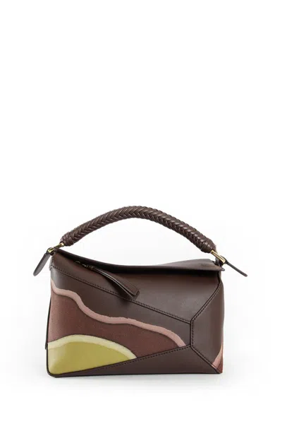 Loewe Puzzle Edge Small Leather Sholder Bag In Brown