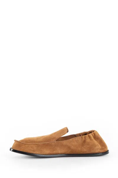 Loewe Camel Suede Flex Loafers In Brown
