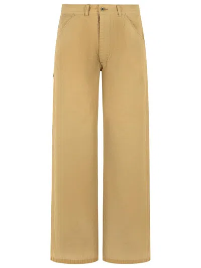 Maison Margiela Straight Leg Cotton Denim Trousers With Pockets In Neutral
