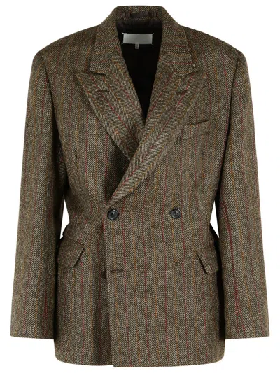 Maison Margiela Tailored Wool Blazer Notched Lapels In Brown
