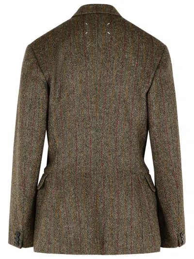 Maison Margiela Tailored Wool Blazer Notched Lapels In Brown