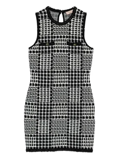 Twinset Black And White Viscose Dress In Multi