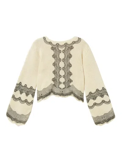 Twinset Patterned Knitted Top In Neutral