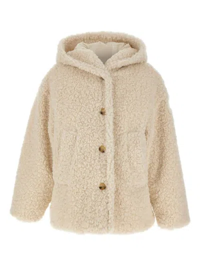Tatras Hooded Faux Fur Coat In Neutral
