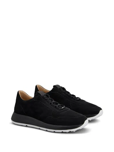 Tod's Suede Sneakers Low Profile Rubber Sole In Black