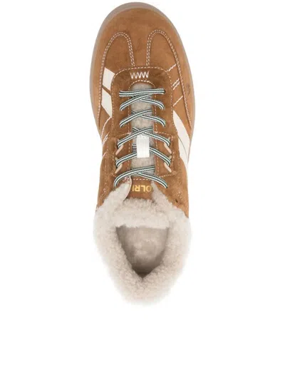 Woolrich Premium Leather Sneakers Featuring Contrast Stitching In Brown