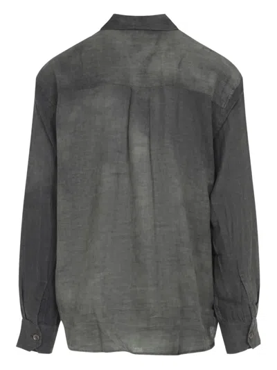 Our Legacy Long-sleeved Button-up Shirt With Classic Collar And Textured Fabric In Black
