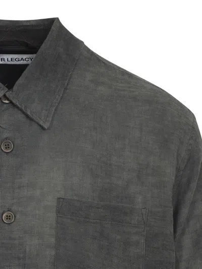 Our Legacy Long-sleeved Button-up Shirt With Classic Collar And Textured Fabric In Black