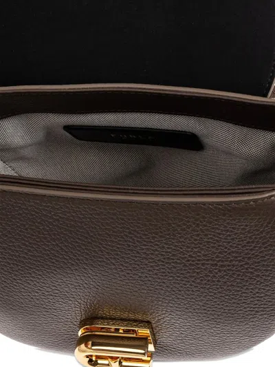 Furla Compact Crossbody Bag With Rounded Flap Closure In Brown