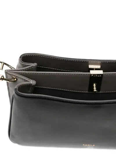 Furla Medium Agata Leather Cross Body Bag In Metallic
