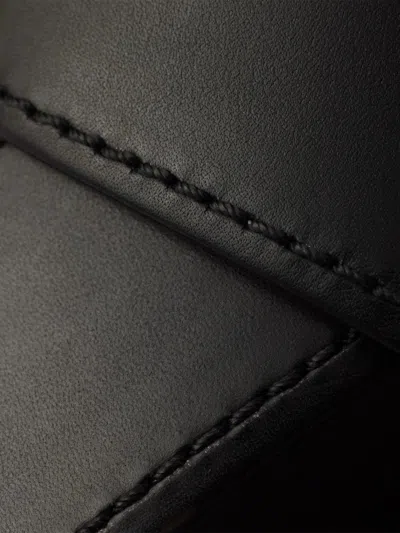 Prada Leather Crisscross Slides With Buckle Shoes In Black