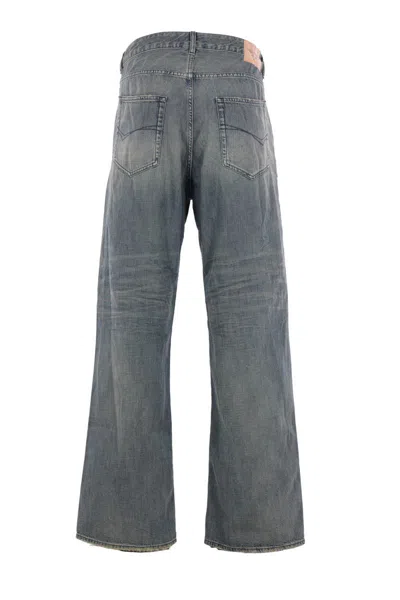 Balenciaga Loose Washed Jeans In Blue/grey/yellow In Gray