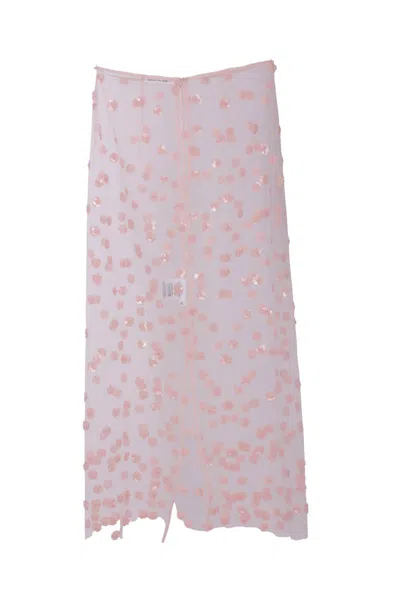 Cecilie Bahnsen Gus Embellished Tulle Midi Skirt In Pink
