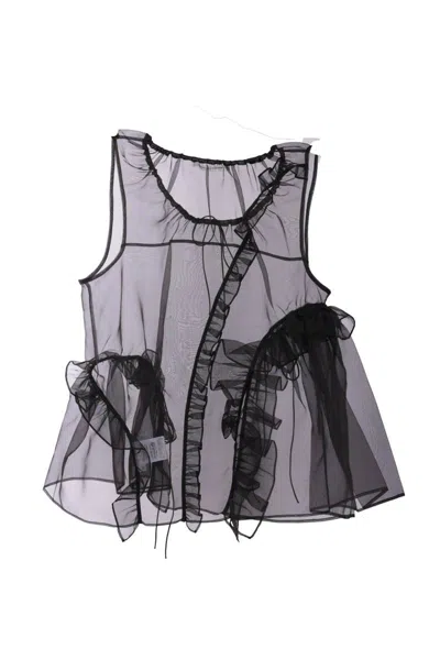 Cecilie Bahnsen Orsalina Ruffled Silk-organza Top In Black