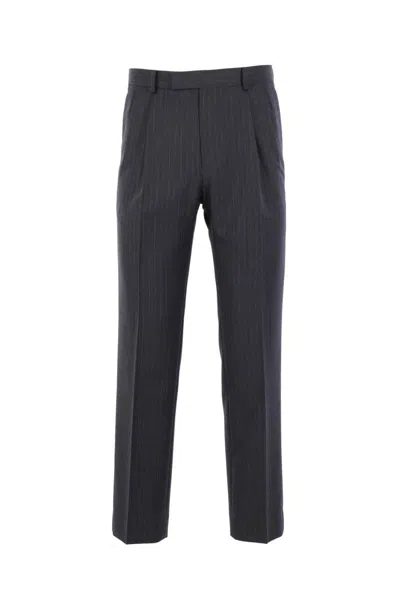 Auralee Striped Straight-leg Trousers In Gray