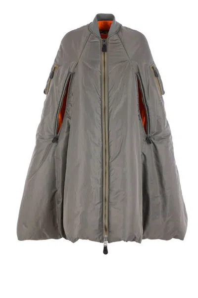 Junya Watanabe Bomber-cargo Cape Coat In Gray