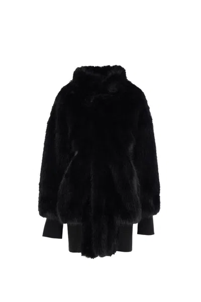 Vaquera Faux-fur Leather Coat In Black