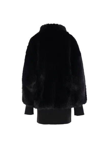 Vaquera Faux-fur Leather Coat In Black