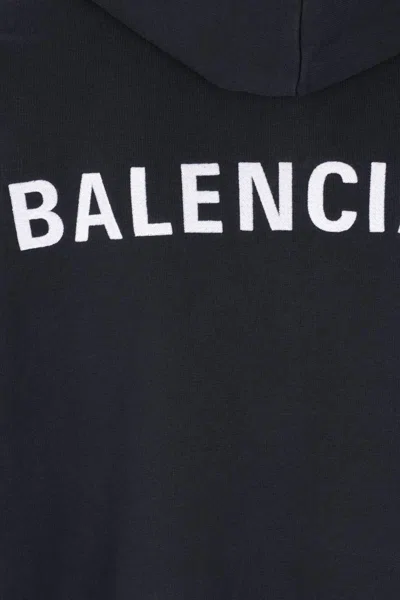 Balenciaga Relaxed-fit Cotton Hooded Sweatshirt With Design In Black