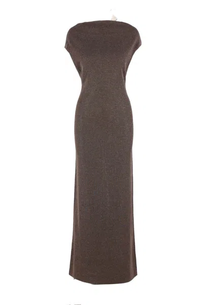 Max Mara Eschimo Pen-back Maxi Dress In Brown