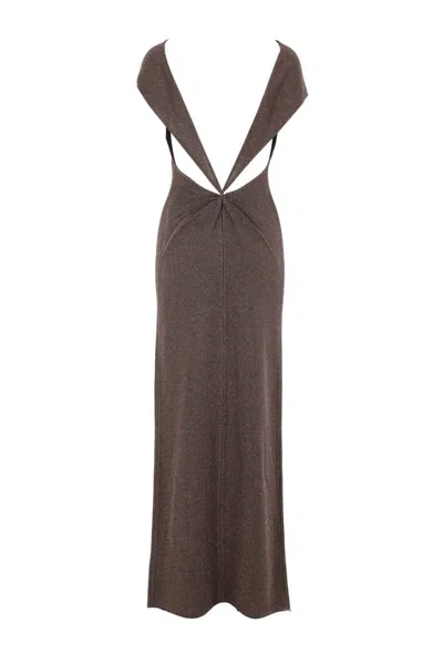 Max Mara Eschimo Pen-back Maxi Dress In Brown