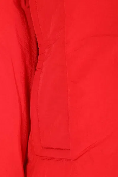Sportmax Water-repellent Crinkled Red Puffer Jacket With Detachable Hood In Purple