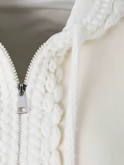 Moncler Zip-up Drawstring Hoodie In Neutral