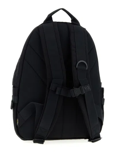 Y-3 Functional Cordura Backpack With Embossed Logo And Adjustable Features In Black
