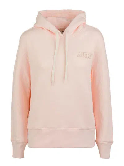 Autry Logo Hooded Sweatshirt Long Sleeves In Pink