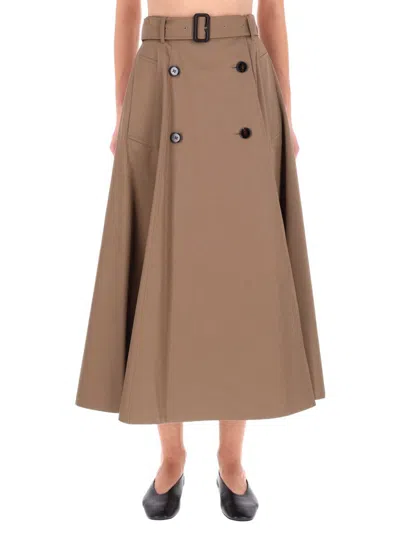 Burberry "brenda" Midi Skirt In Brown