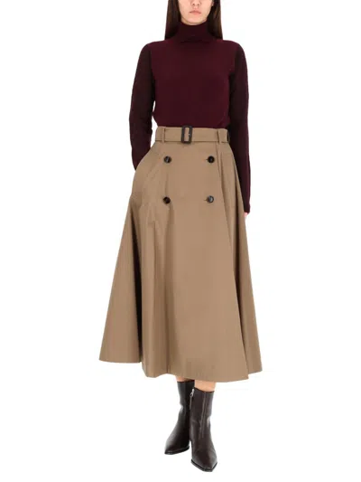 Burberry Alexander Mcqueen Black Stretch Wool Skirt In Red