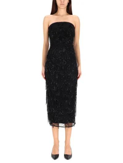 Rotate Birger Christensen Midi Dress With Sequins In Black