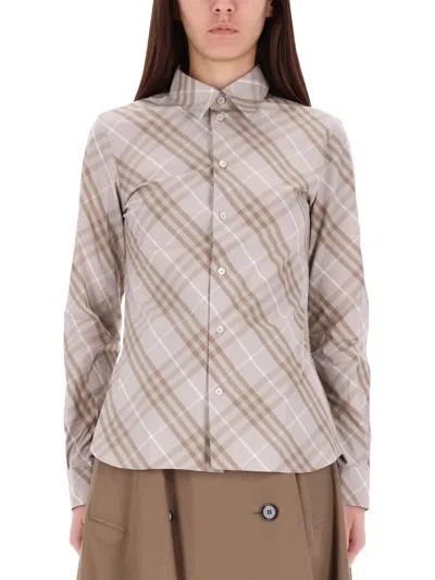 Burberry London Slim Fit Cotton Check Shirt In Brown