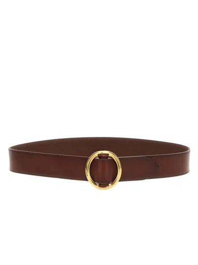 Saint Laurent Women Leather Belt In Brown