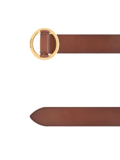 Saint Laurent Women Leather Belt In Brown