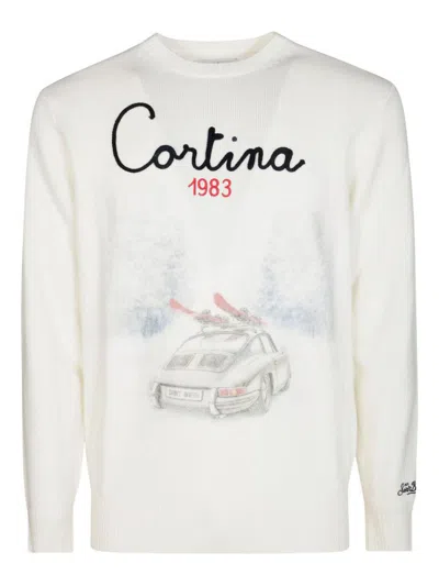 Mc2 Saint Barth Print-graphic Sweater In White
