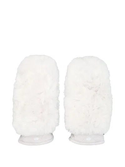 Goldbergh Hill Leather Mittens With Faux Fur Top In White